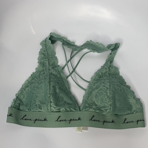 Pink Victoria’s Secret Lace Strappy back bralette green size large - Picture 3 of 7